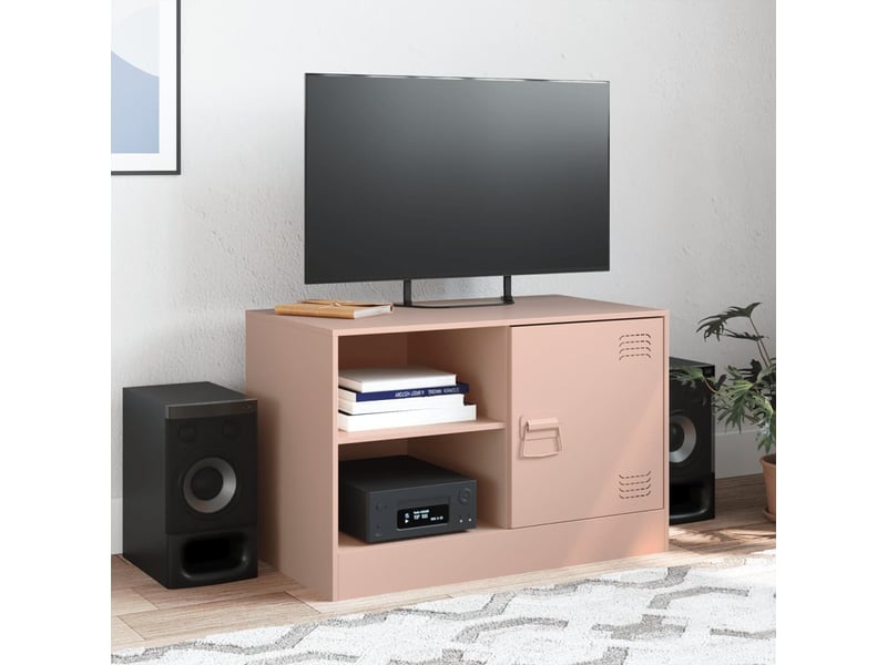  Meuble tv - banc tv - meuble de rangement rose 67x39x44 cm acier  - Conforama C