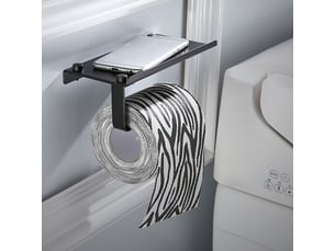 Porte-serviettes en papier noir pour salle de bains – support aluminium avec porte-téléphone intégré, fixation murale pour wc et toilettes