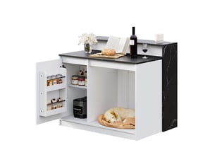 Îlot de cuisine 120x80x100 cm blanc et noir avec bar et espace