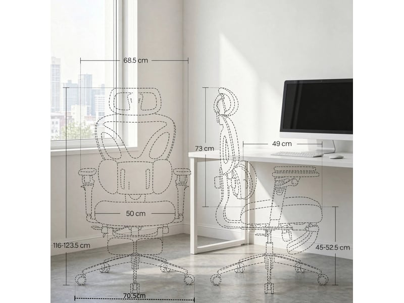  Fauteuil de bureau ergonomique noir avec repose-pieds, appui-tête et soutien lombaire  - Conforama C