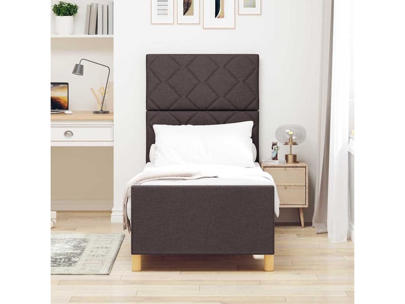  Lit simple- lit adulte -  cadre de lit avec tête de lit marron foncé 80 x 200 cm tissu  - Conforama B