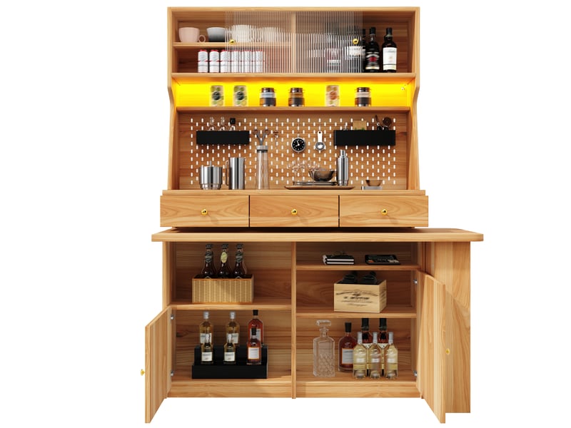 Buffet de cuisine haut 177.7x74x137 cm, capacité de charge 60 kg, rangement modulaire avec étagères ajustables  - Conforama A