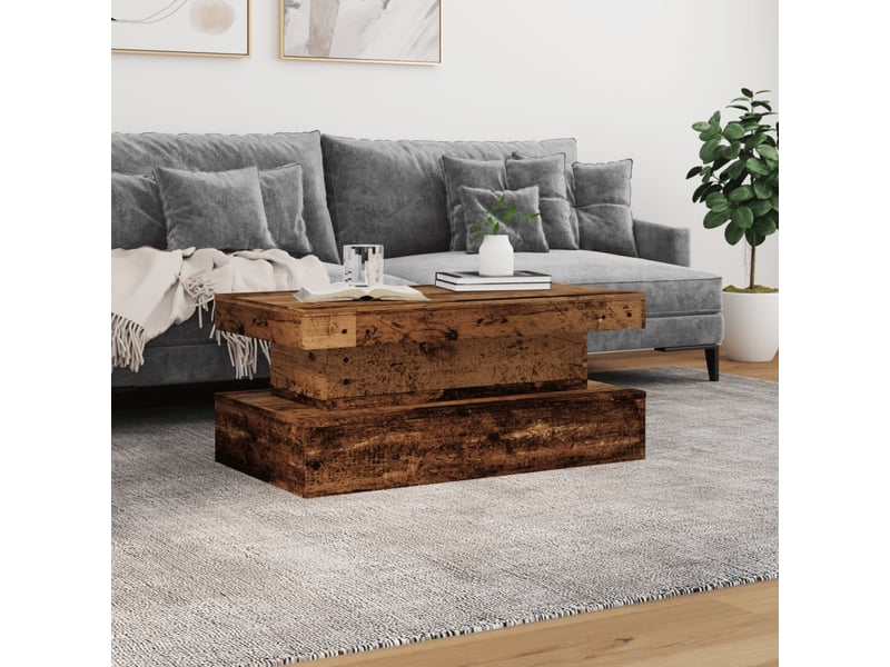  Table basse | table d'appoint salon avec lumières led vieux bois 90x50x40 cm  - Conforama D