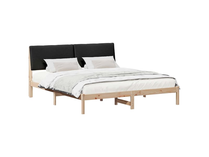 Lit double- lit adulte - cadre de lit marron et noir 200 x 200 cm bois massif en pin - Conforama B