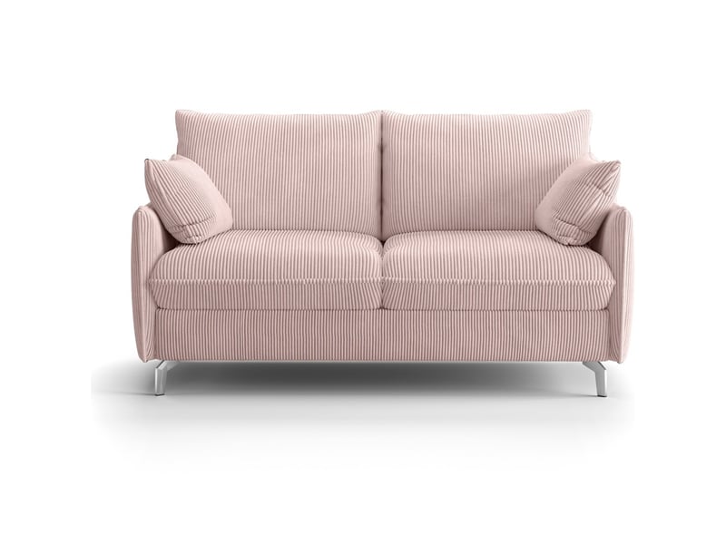 Canapé droit convertible 3 places en velours côtelé rose pâle - ouverture express - astoria Astoria - Conforama A