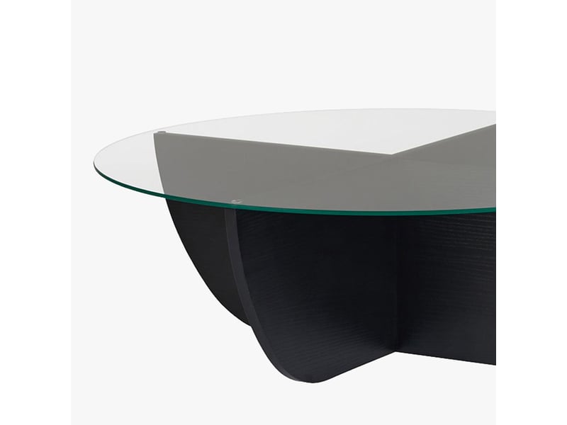  Table basse en verre piètement couleur bois noir d90 cm  - Conforama C