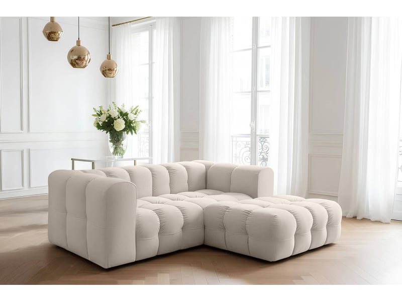  Canapé d'angle droit miloe mini 3 places en velours - blanc MILOE - Conforama B