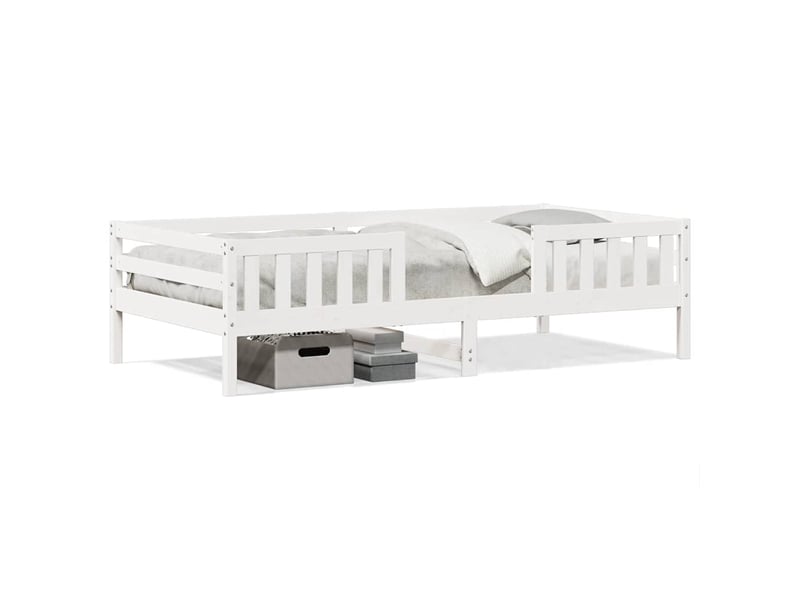  Lit simple- lit adulte -  cadre de lit sans matelas blanc 90x190 cm bois de pin massif  - Conforama A