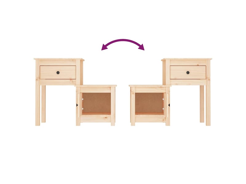  Lot de 2 tables de chevet - cabinet de chevet - table de nuit 79,5x38x65,5 cm bois de pin massif  - Conforama E