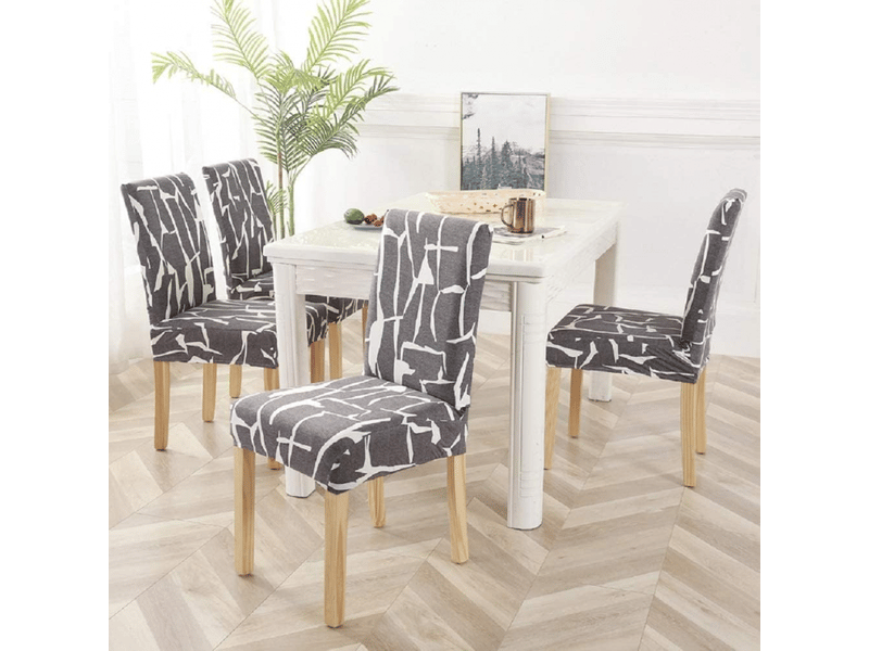 Lot de 4 housses de chaises de salle à manger, élastiques, amovibles, lavables, taille universelle, grises XLH-ZLS-009321ZLS - Conforama B