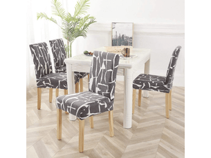 Lot de 4 housses de chaises de salle à manger, élastiques, amovibles, lavables, taille universelle, grises