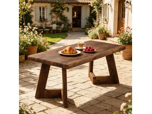 Table basse rectangulaire en bois foncé, style campagne, 120 cm, plateau épais et charge 100 kg