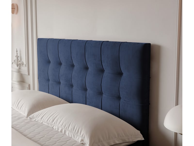  Lit adulte imperial - 160x200 cm - matelas ressorts + surmatelas - coffre de rangement - velours dense hydrofuge bleu marine IMPERIAL - Conforama D