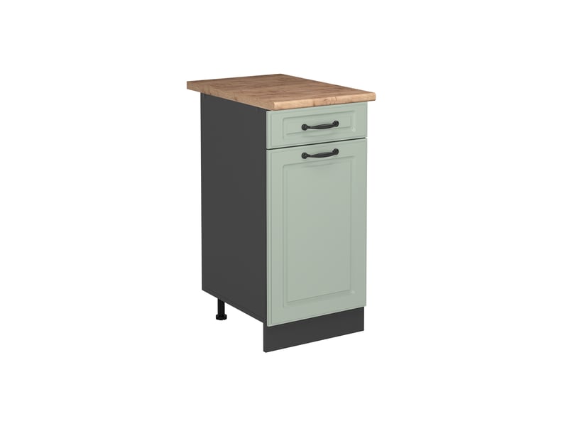  Vicco meuble cuisine, mint campagneanthracite, 40cm plan de travail chêne doré  - Conforama A