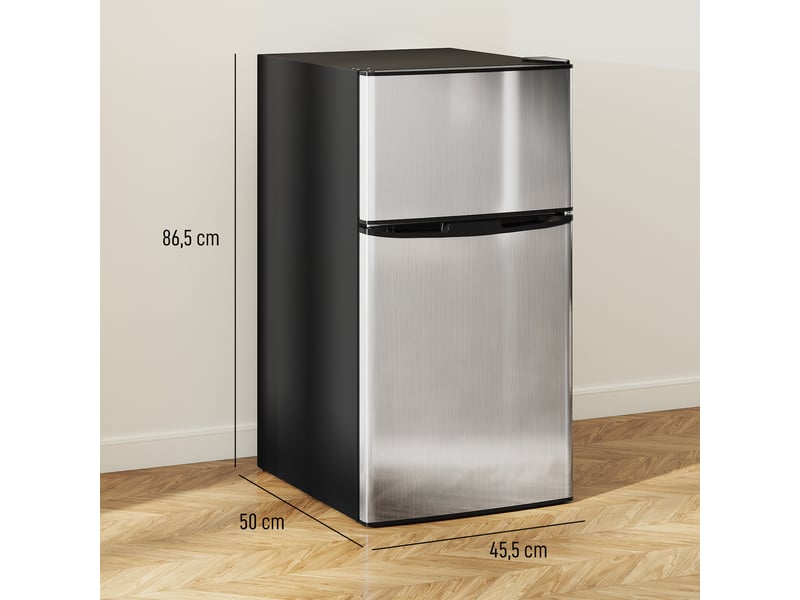  Réfrigérateur congélateur 88 l, petit réfrigérateur combiné avec portes réversibles et éclairage, 45,5x50x86,5cm, noir  - Conforama C