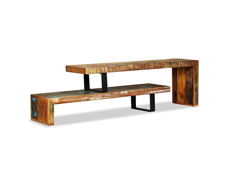  Meuble tv - banc tv - meuble de rangement bois de récupération massif  - Conforama D