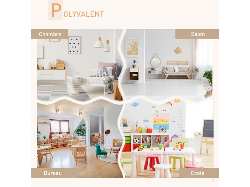  Ensemble table et chaises enfant design scandinave motif ourson bois pin blanc mdf  - Conforama W