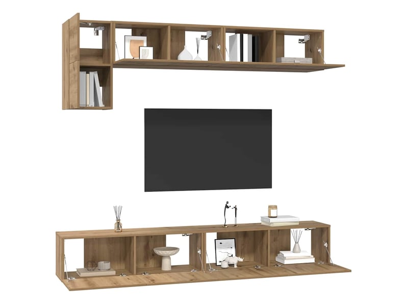  Ensemble meuble tv - banc tv - meuble de rangement 5 pcs chêne artisanal bois d'ingénierie  - Conforama C