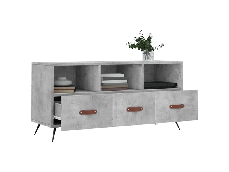  Meuble tv - banc tv - meuble de rangement gris béton 102x36x50 cm bois d'ingénierie  - Conforama D
