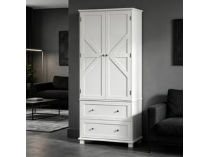 Buffet 2 porte(s) 2 tiroir(s) <strong></strong> <strong></strong> - 80 cm coloris blanc