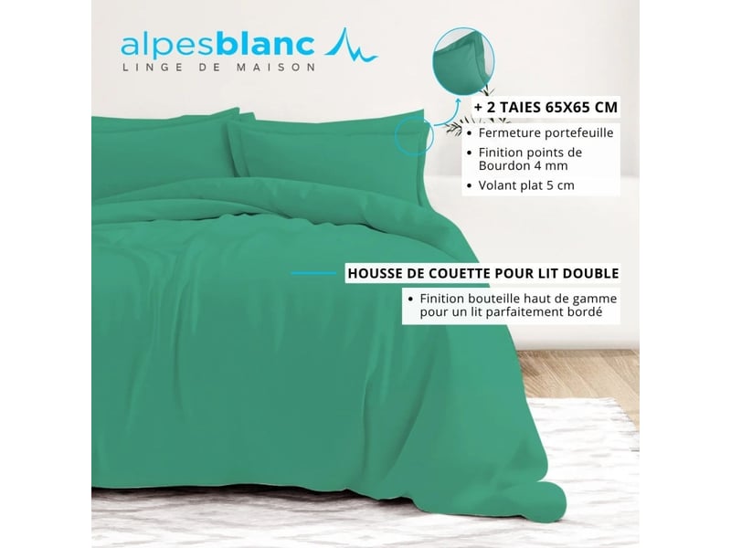  Housse de couette unie 100% percale de coton 80 fils + taie(s) 65x65 cm – fabriquée en europe – doux et respirant - oeko-tex®  - Conforama C