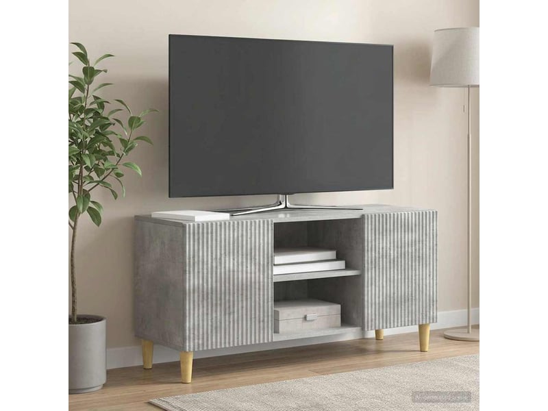  Meuble tv - banc tv - meuble de rangement 102 x 34,5 x 50 cm gris béton bois d'ingénierie  - Conforama D