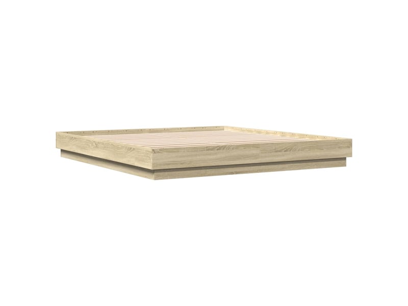  Lit double- lit adulte -  cadre de lit avec led sans matelas chêne sonoma 200x200 cm  - Conforama B