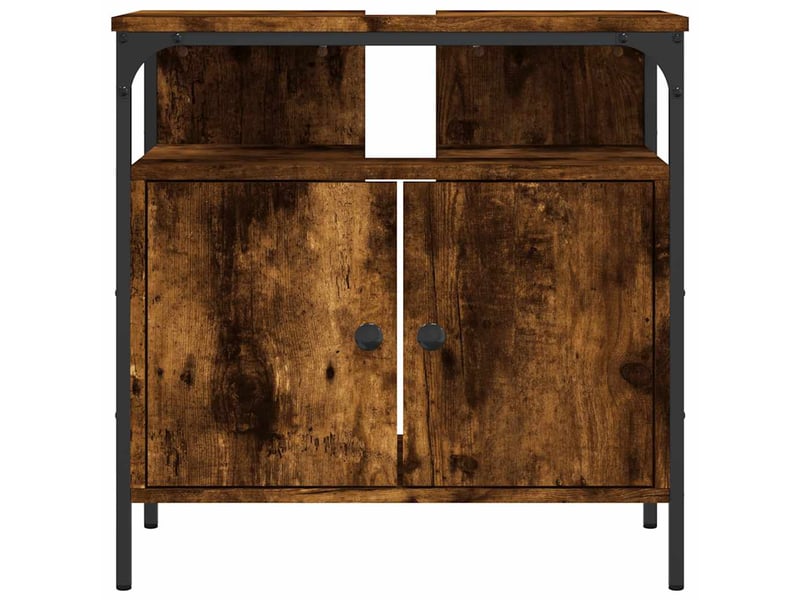  Armoire lavabo salle de bain, meuble de rangement chêne fumé 60x30x60 cm shl926  - Conforama D