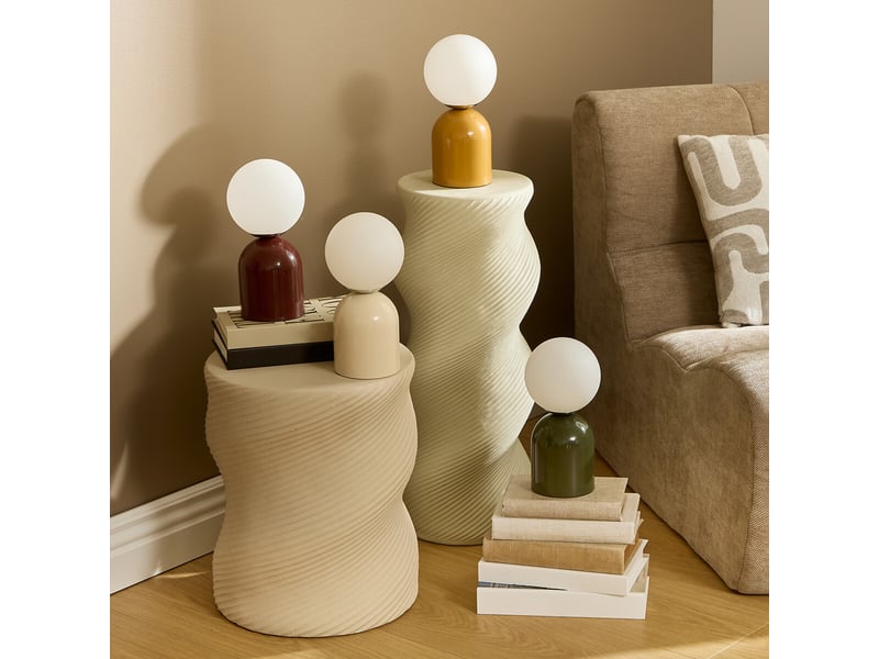  Lampe à poser avec globe opalin et base en acier 10x23 cm  - Conforama B