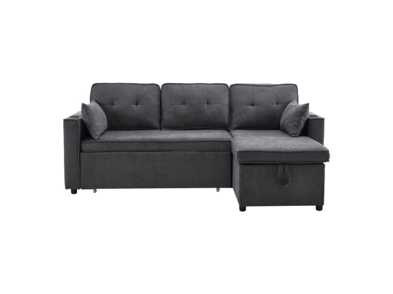 Canapé d'angle convertible canapé-lit réversible canapé 3 places avec coffre de rangement porte-gobelets - gris - Conforama A
