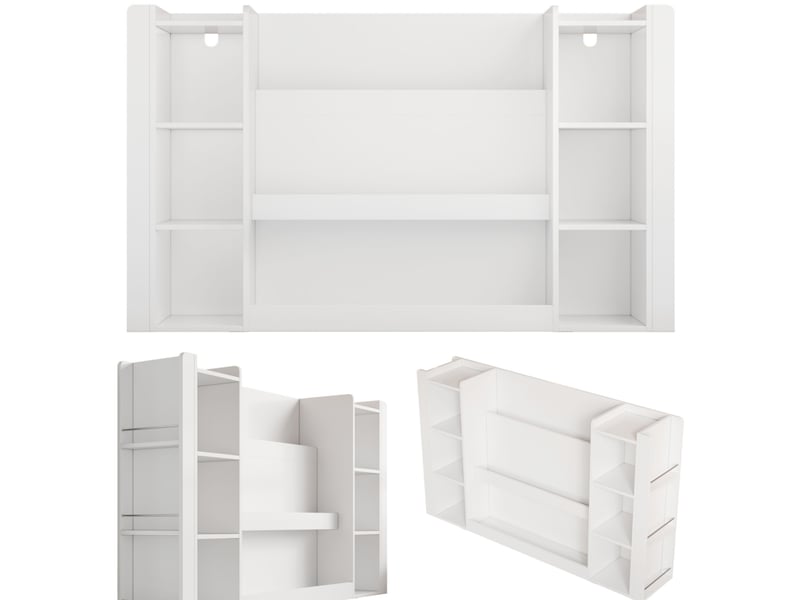 Bibliothèque enfant 140 x 30 x 95 cm blanche en mdf, rangement ouvert pour livres et jouets dans la chambre  - Conforama D