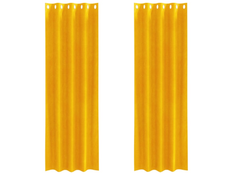 Lot de 2 rideaux, rideaux de fenêtre jaune moutarde 140 x 245 cm velours cf44085 - Conforama A