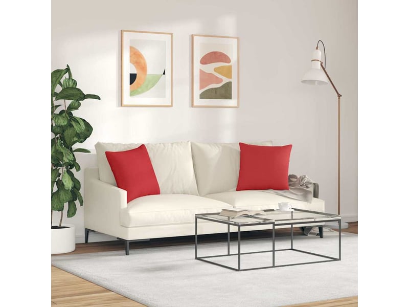 Lot de 2 coussins de canapé, coussins décoratifs tissu rouge 45 x 45 cm cf58942 - Conforama D