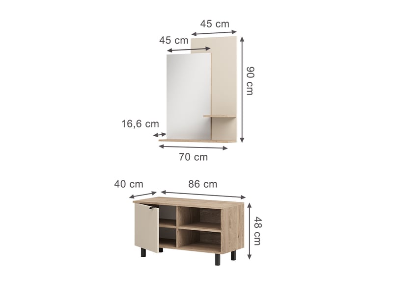  Vicco vestiaire, chênecachemire, ensemble de 2 pièces  - Conforama B