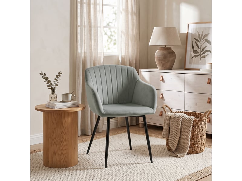  Lot de 6 chaises de salle à manger goeurvant 711 en velours et pieds en métal - gris clair JOD00711AAL-6 - Conforama W