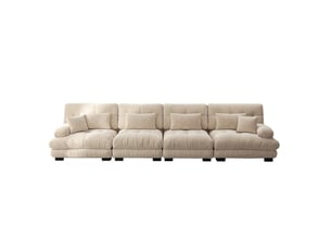 Canapé droit compressé fixe <strong>HAVRYA</strong> <strong></strong> 4 places Tissu marron clair