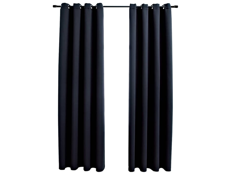  Lot de 2 rideaux occultants, rideaux black-out avec anneaux en métal noir 140x225 cm cf44847  - Conforama A