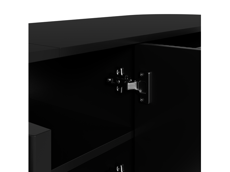  Meuble tv 180x40x53 cm – noir – rangement avec passe-câbles, 2 tiroirs et 2 portes  - Conforama E