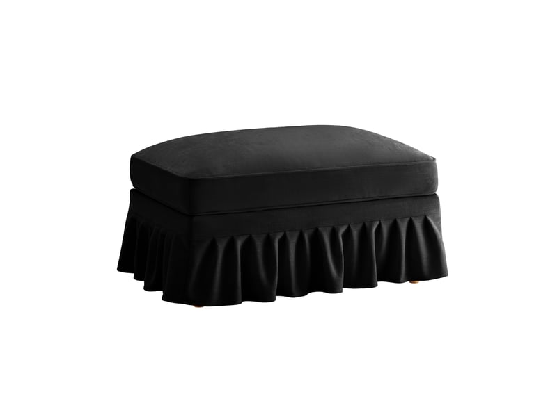  Pouf windsor en chenille noir, repose-pieds confortable pour salon moderne  - Conforama D