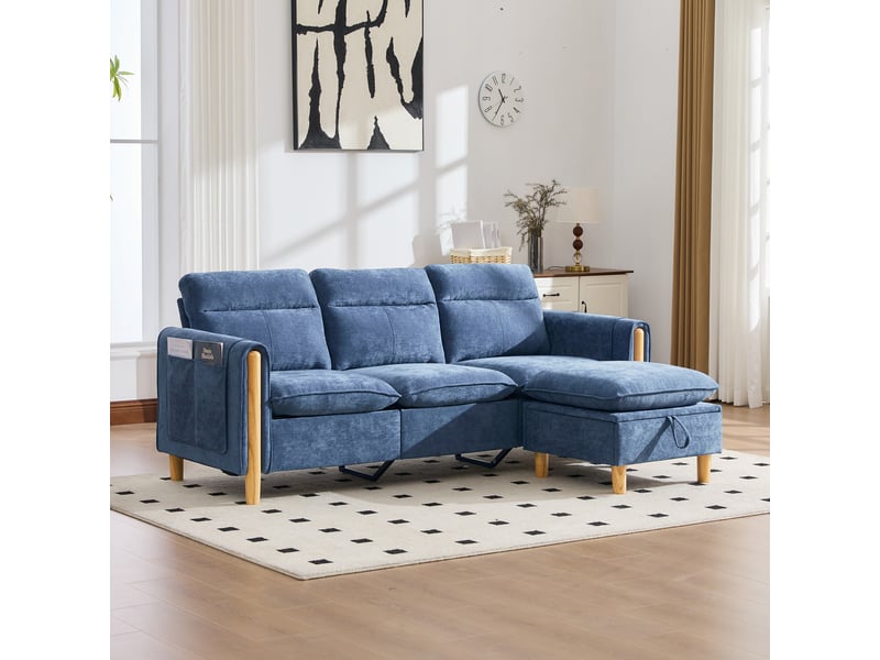 Canapé d'angle 3 places avec méridienne réversible 201 cm - style scandinave pour petit salon - Conforama E