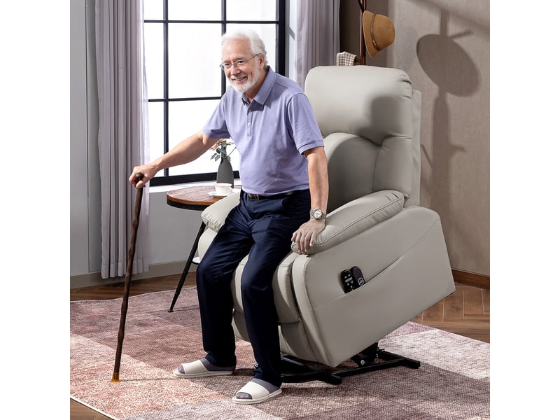 Fauteuil releveur électrique massant et chauffant en simili cuir gris 89x94,5x103 cm  - Conforama B
