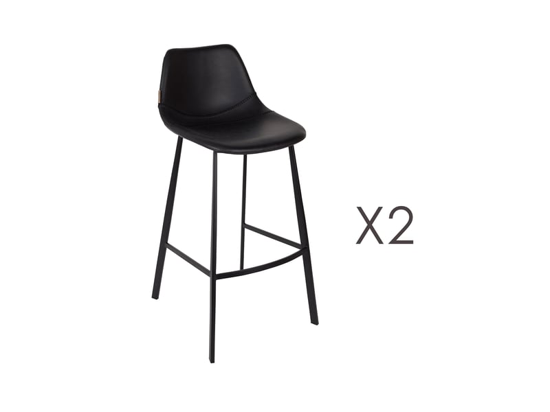  Lot de 2 chaises de bar h80 cm en pu noir - franky  - Conforama B