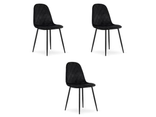Lot de 3 chaises asti en velours noir et métal