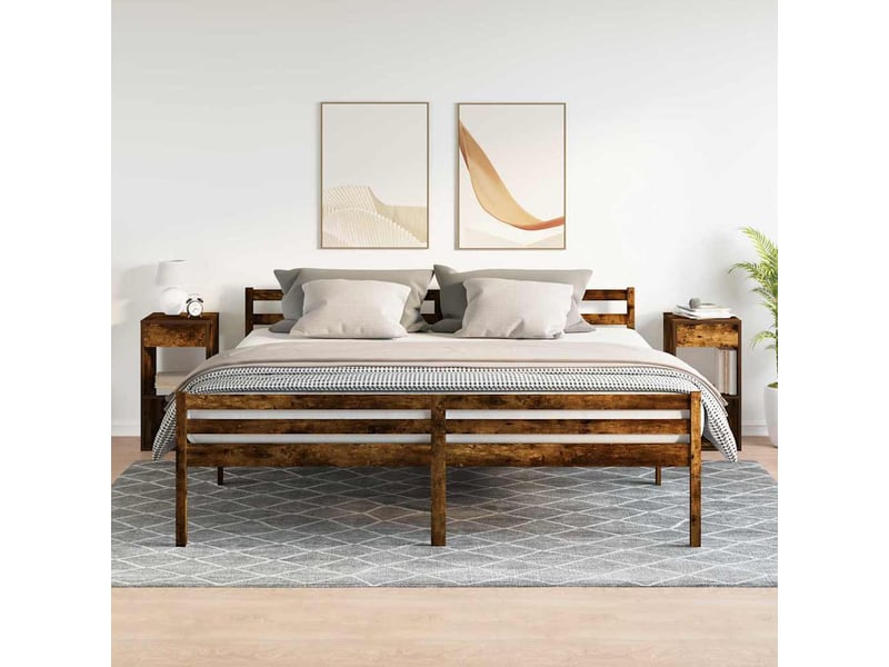  Lot de 2 tables de chevet - cabinet de chevet - table de nuit avec tiroir chêne fumé 35x34x66,5 cm  - Conforama B
