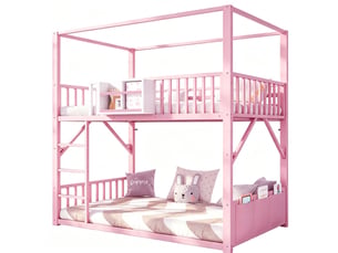 Lit superposé 90x200 cm coloris rose