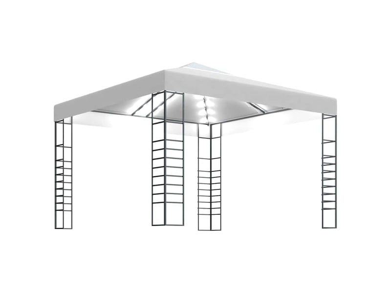  Chapiteau de jardin avec guirlande lumineuse à led 3x3 m blanc cf62475  - Conforama A