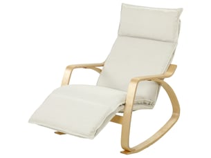 Fauteuil à bascule avec repose-pieds réglable à 5 positions, blanc crème