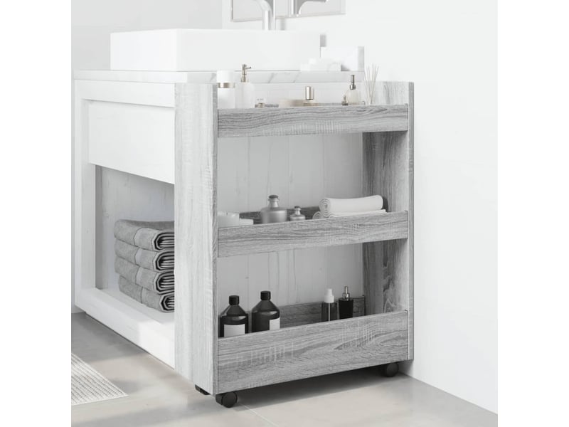  Chariot de rangement étroit pour bureau 3 niveaux sonoma gris shl63955  - Conforama C