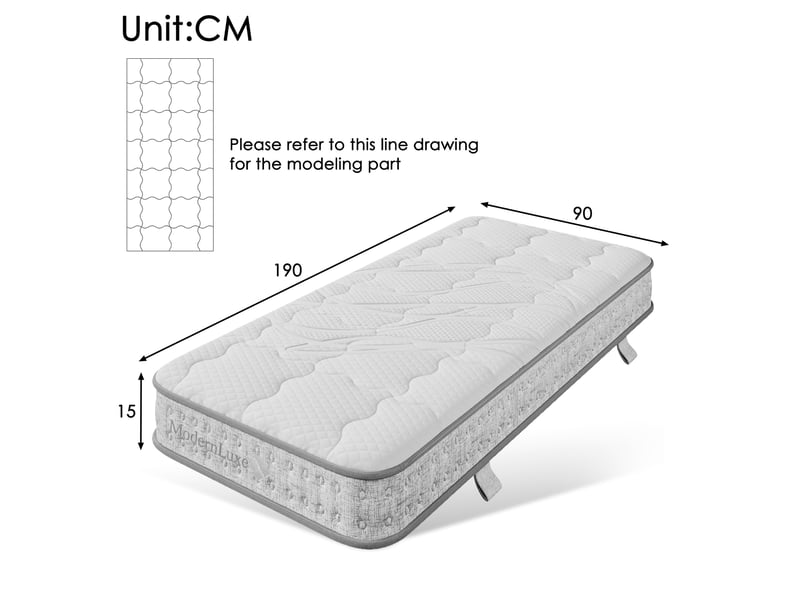 Matelas à ressorts ensachés modenvie 90 x 190 cm 7 zones h3 15 cm mousse froide blanc - Conforama C