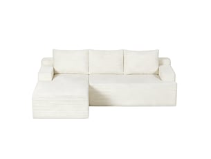 Canapé d'angle réversible convertible <strong>BIQZUYA</strong> <strong></strong> 4 places Velours côtelé beige avec coffre de rangement